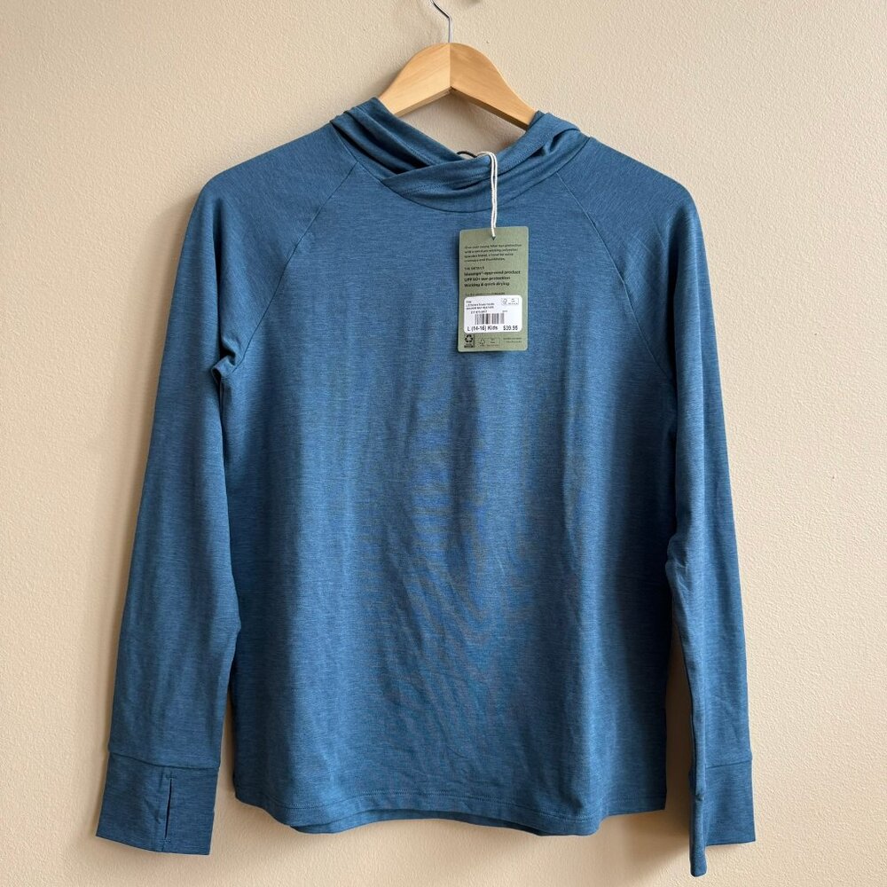 REI Kids' Long Sleeve Sahara Shade Hoodie Shadow Bay Heather Large NWT